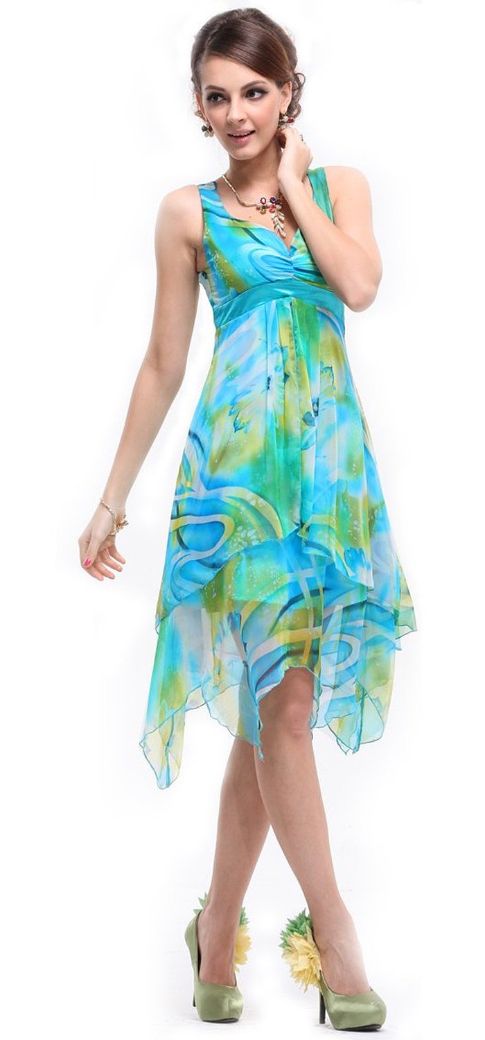 ... Pretty Women's Floral Printed Empire Beach Summer Dresses-Casual Dress
