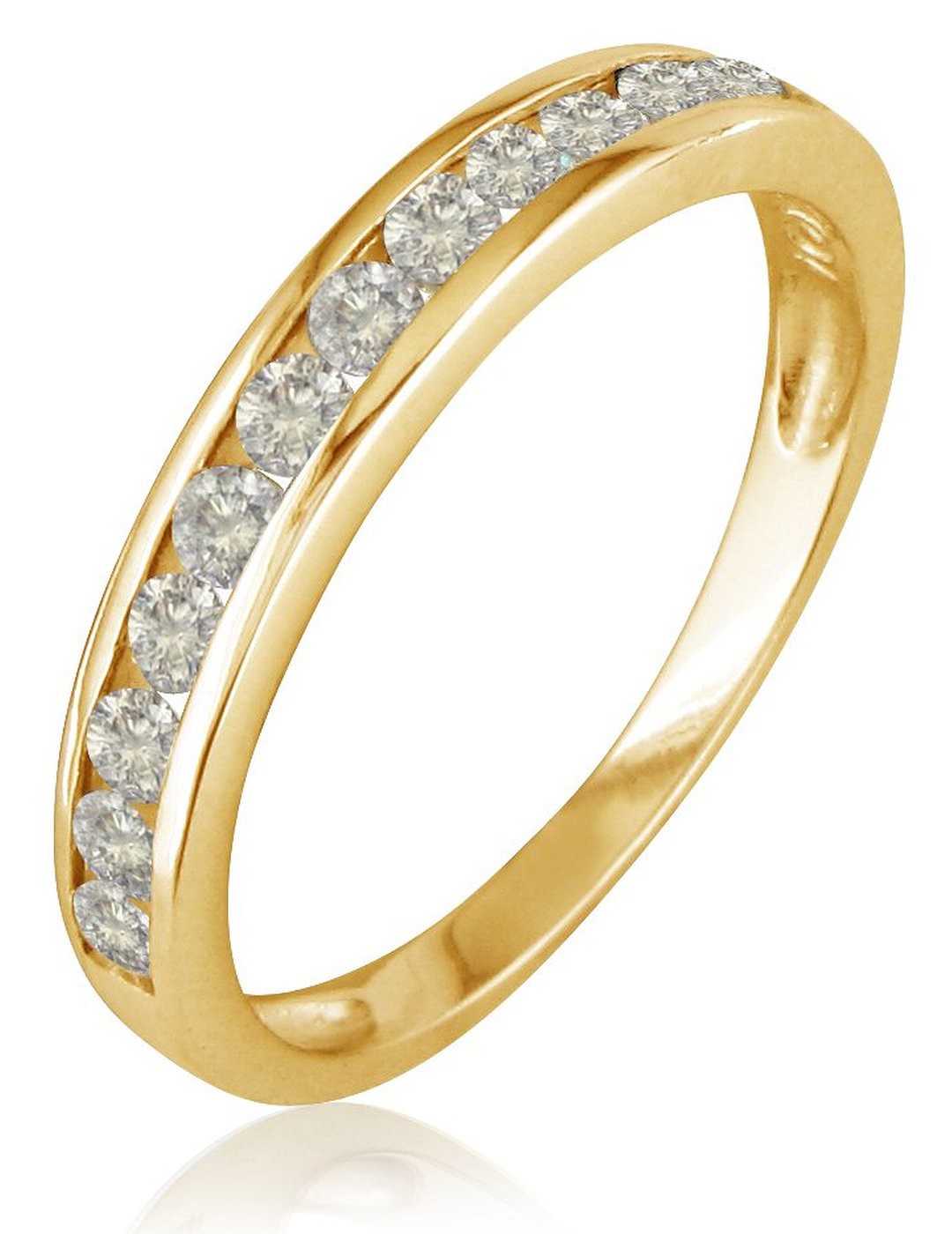 10K Yellow Gold Round Diamond Anniversary Wedding Band Ring - Visuall.co