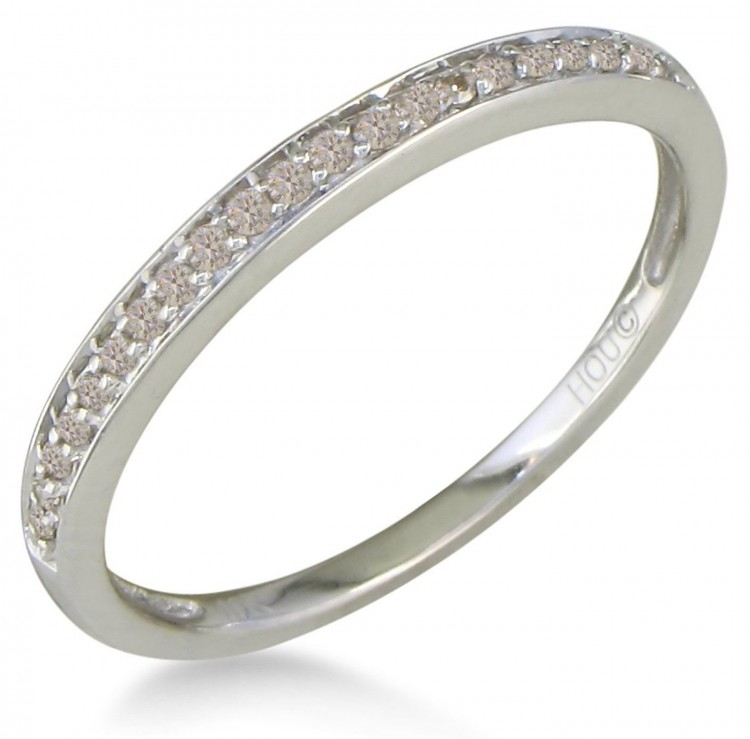 Micro Pave Womens Diamond Wedding Band Ring in 10 Karat White Gold