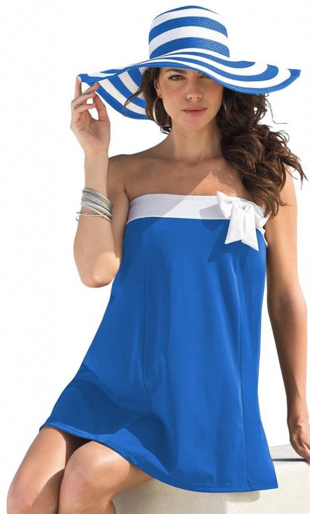 Roamans Womens Plus Size Side Bow Swimdress