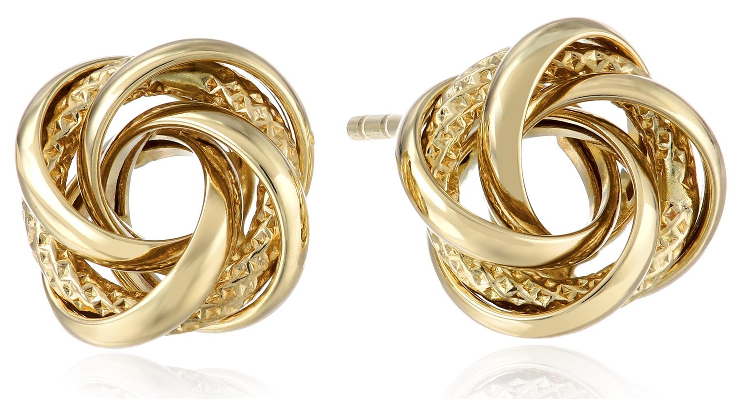 14k Yellow Gold Knot Stud Earrings - Visuall.co