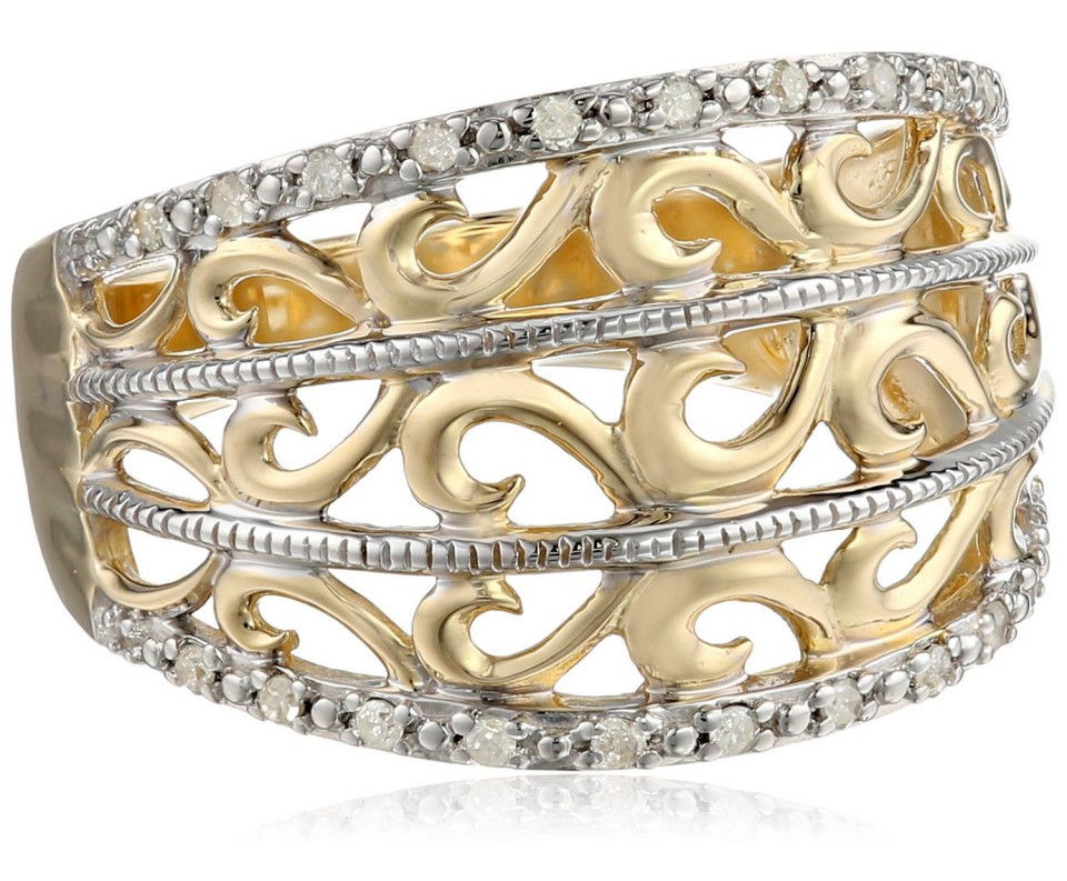 10k Yellow Gold Filigree Diamond Ring - Visuall.co