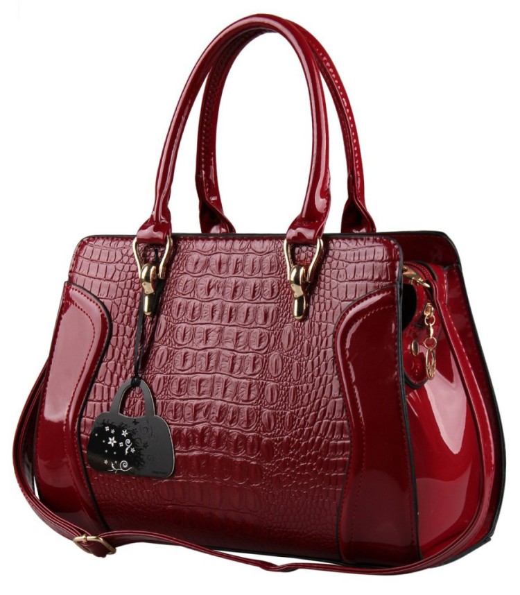 Hynes Eagle Patent Leather Crocodile Pattern Tote Bags Top Handle ...