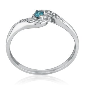 SuperJeweler 10K White Gold Blue Diamond Promise Ring - Visuall.co