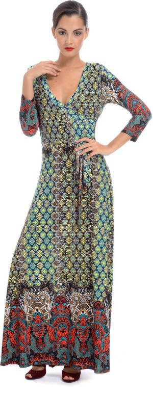 Pacificplex Women's Moroccan Jersey Wrap Maxi Dress - Visuall.co