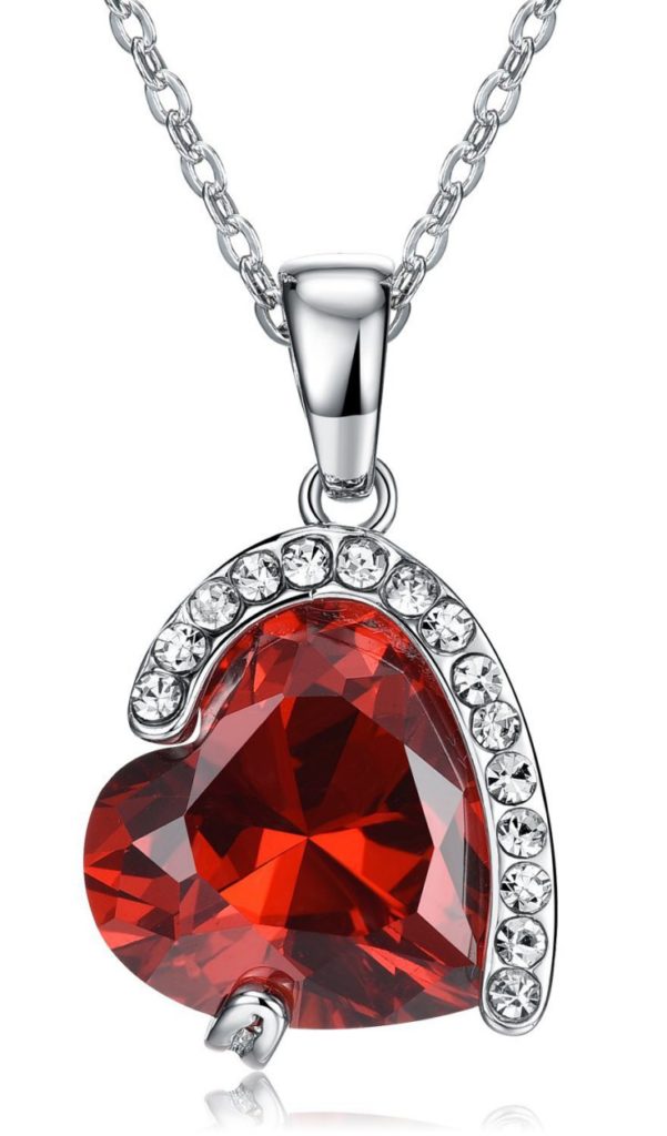 18K Platinum-Plated with Zirconia Heart Pendant Necklace - Visuall.co