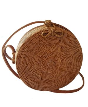 Handwoven Round Rattan Straw Bag - Visuall.co