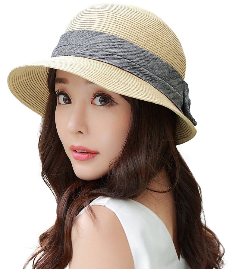 SIGGI Womens UPF50 Foldable Summer Sun Beach Straw Wide Brim Hat ...