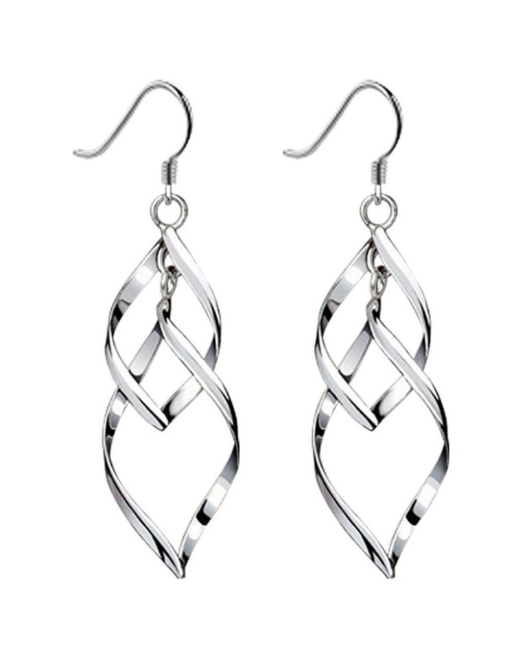 Bassion Womens Classic Double Linear Loops Design Twist Wave Earrings ...