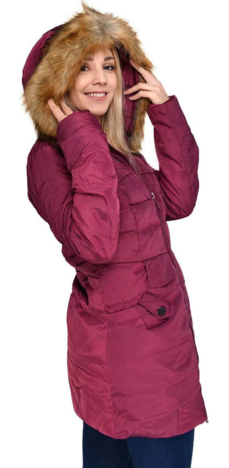 Beinia Valuker Women's Down Coat with Fur Hood with 90 Down Parka