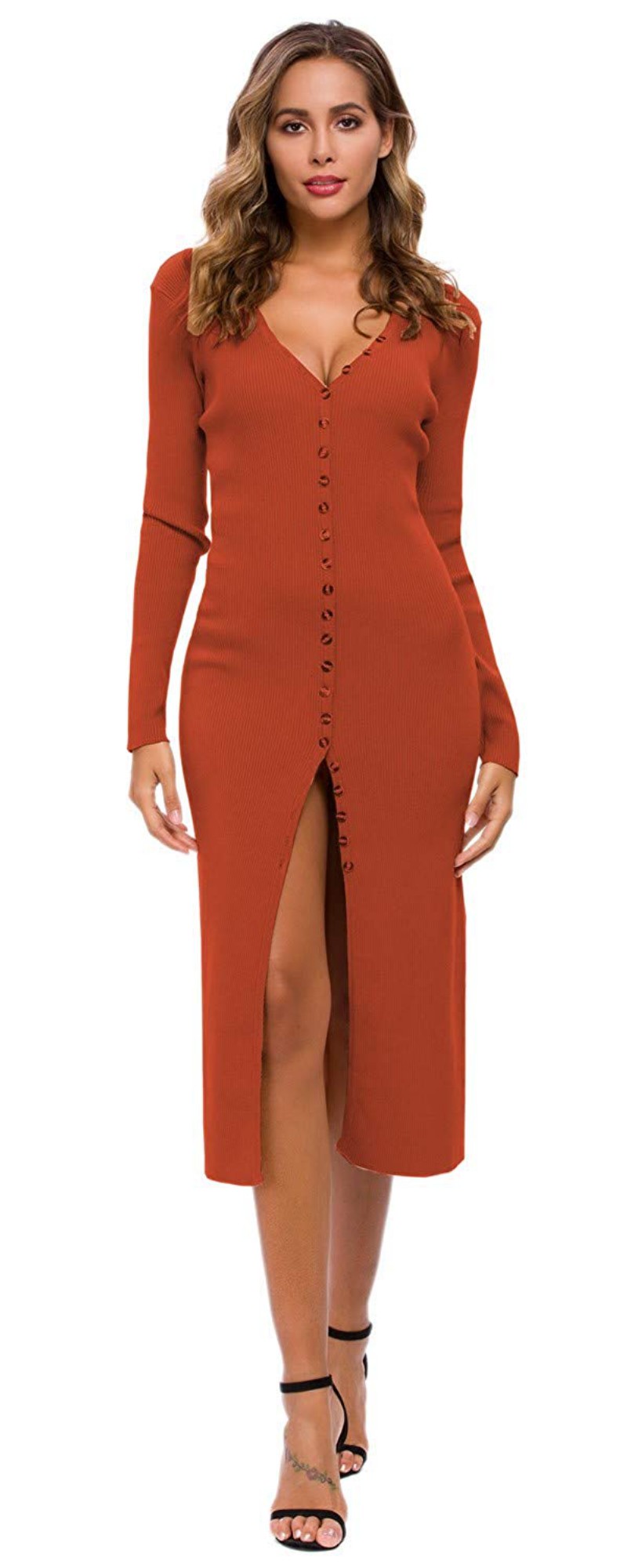 button down dress bodycon Luxe Collar Bodycon